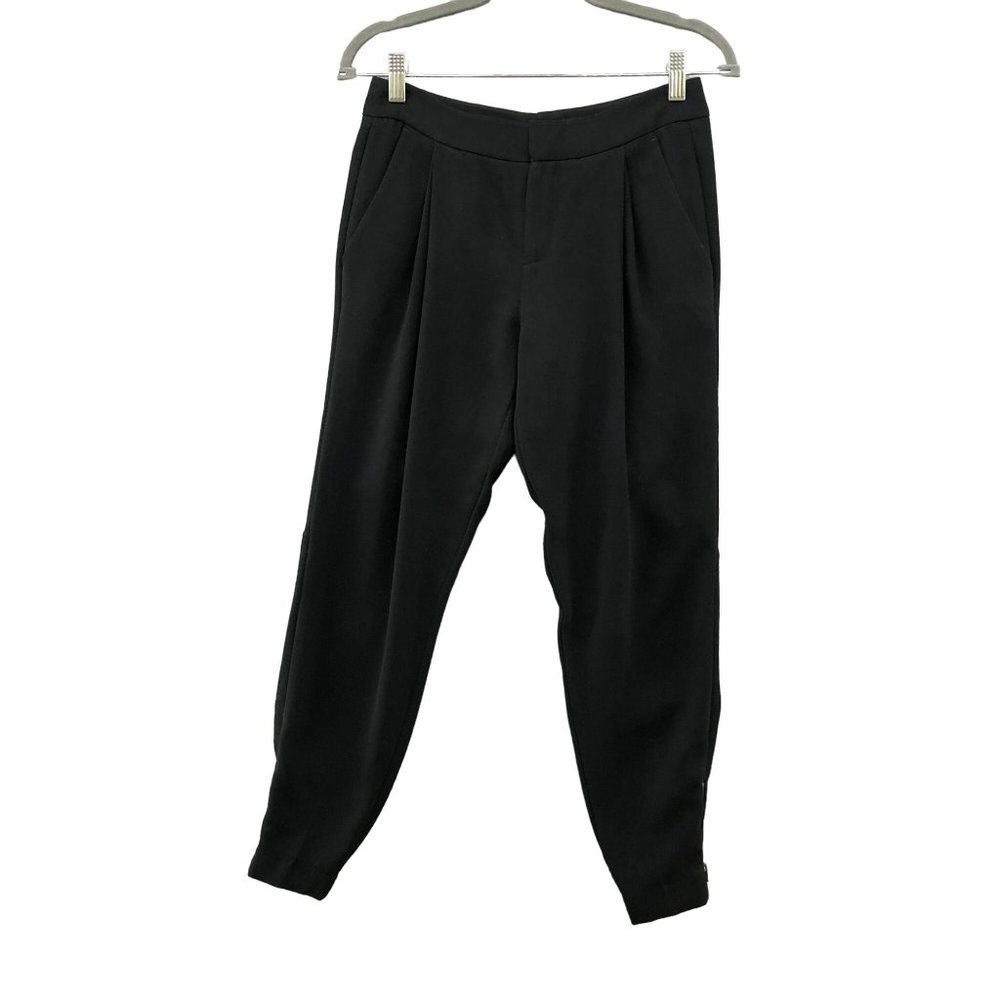 Vince Womens Black Pleated Front Jogger Trouser Dress Pant Zip Ankle Size 0